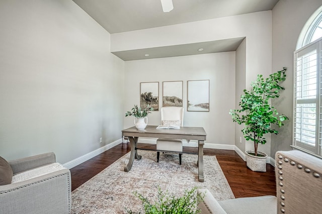 218 W Hubert Ct, Fresno, CA 93711 - office with wood finished floors and ceiling fan
