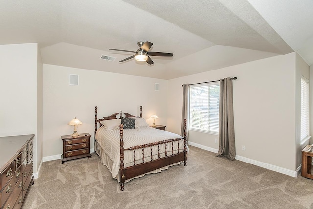 4950 W Minarets Ave, Fresno, CA 93722 - bedroom featuring lofted ceiling, carpet floors, and a ceiling fan