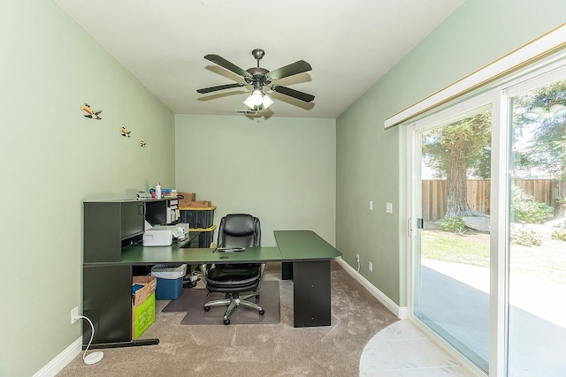 4950 W Minarets Ave, Fresno, CA 93722 - home office featuring ceiling fan and baseboards
