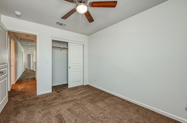 2354 S Garden, Fresno, CA 93725 - unfurnished bedroom featuring carpet floors, a closet, and ceiling fan