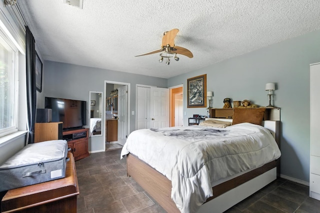 36358 Orange Grove Ave, Madera, CA 93636 - bedroom featuring a textured ceiling and ceiling fan