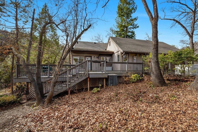 36522 Mudge Ranch Rd, Coarsegold, CA 93614 - rear view of house with a wooden deck and stairway