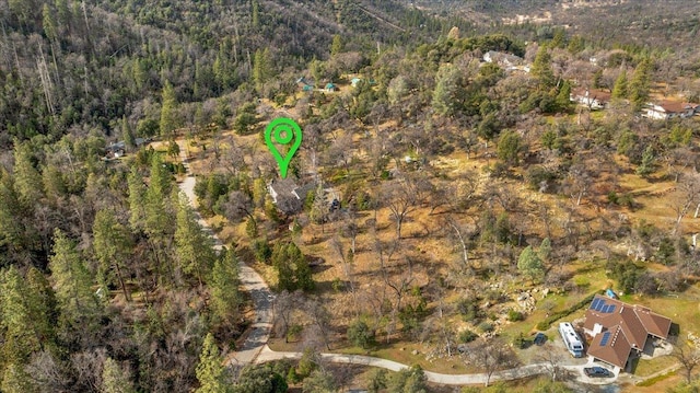 36522 Mudge Ranch Rd, Coarsegold, CA 93614 - aerial view of property and surrounding area featuring a heavily wooded area