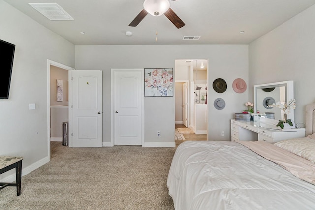 6236 E Garland Ave, Fresno, CA 93727 - bedroom featuring carpet, ceiling fan, and ensuite bathroom