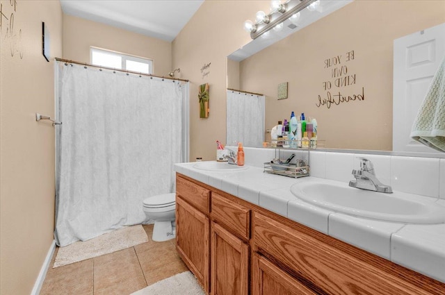 6164 W Keats, Fresno, CA 93723 - bathroom featuring double vanity, tile patterned flooring, and curtained shower