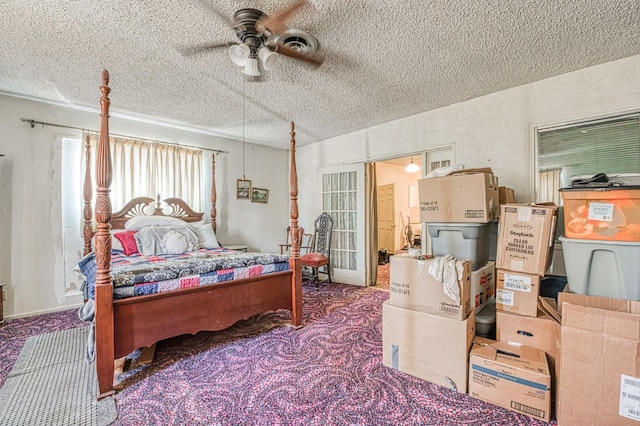 25 W Dinuba Ave, Fresno, CA 93706 - bedroom featuring carpet floors, a textured ceiling, and ceiling fan