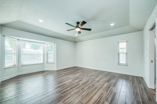 591 E Warwick Ave, Fresno, CA 93720 - spare room with a ceiling fan, dark wood-type flooring, and recessed lighting
