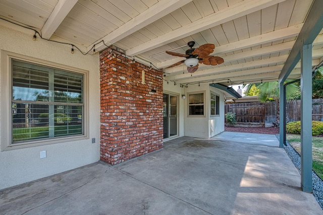 591 E Warwick Ave, Fresno, CA 93720 - view of patio with ceiling fan