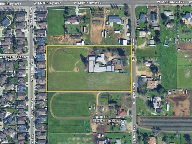 1741 N Blythe Ave, Fresno, CA 93722 - map of property location with property parcel outlined