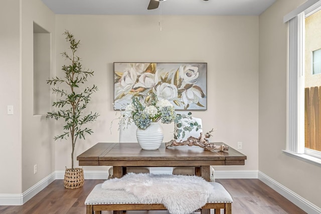 2234 E Serena Ave, Fresno, CA 93720 - detailed view of wood finished floors and a ceiling fan