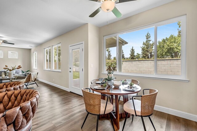 2234 E Serena Ave, Fresno, CA 93720 - dining room with ceiling fan and wood finished floors