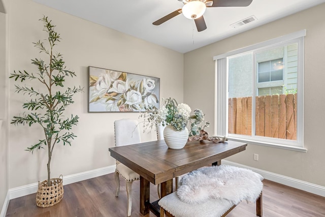 2234 E Serena Ave, Fresno, CA 93720 - dining area featuring ceiling fan and wood finished floors