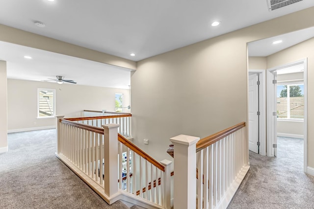 2234 E Serena Ave, Fresno, CA 93720 - hall with carpet, an upstairs landing, and recessed lighting