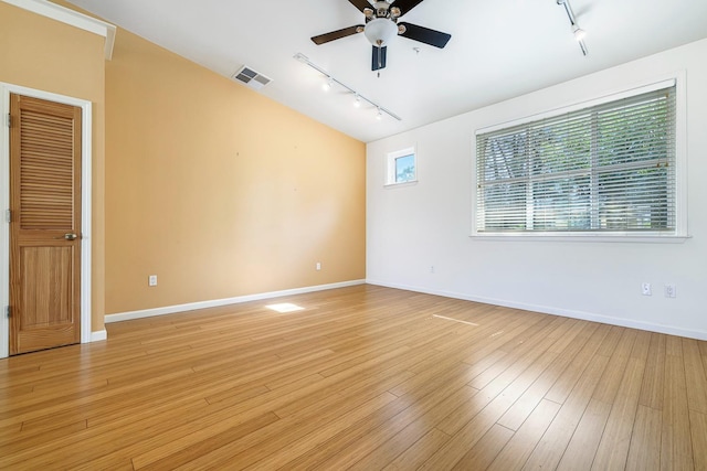 2658 E Alluvial Ave Unit 220, Fresno, CA 93720 - spare room with rail lighting, a ceiling fan, and light wood finished floors
