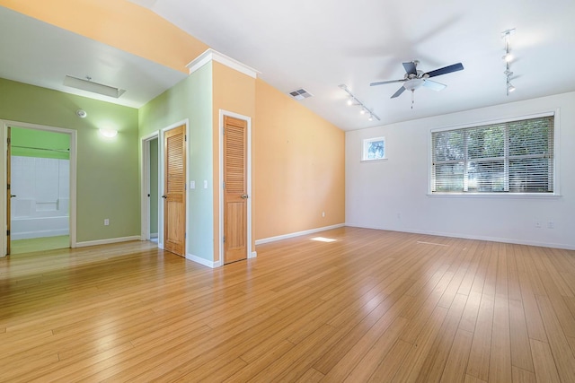 2658 E Alluvial Ave Unit 220, Fresno, CA 93720 - spare room with track lighting, a ceiling fan, and light wood-style floors