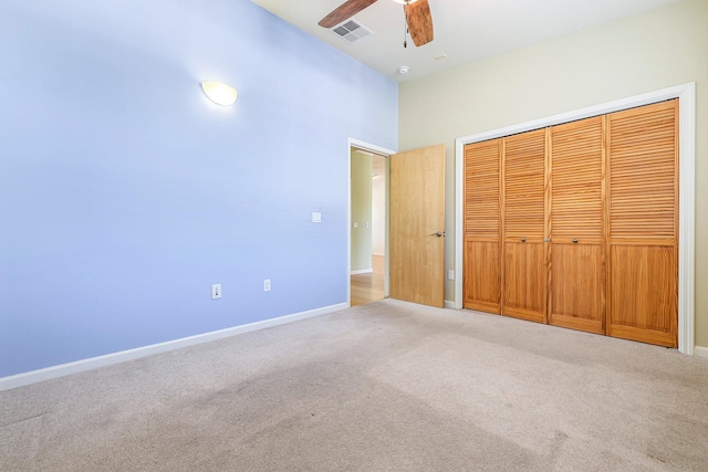 2658 E Alluvial Ave Unit 220, Fresno, CA 93720 - unfurnished bedroom with carpet floors, a closet, and a ceiling fan