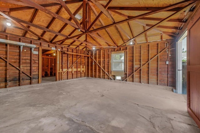 1461 N Harrison Ave, Fresno, CA 93728 - misc room with vaulted ceiling and concrete floors