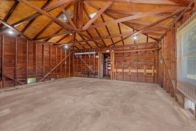 1461 N Harrison Ave, Fresno, CA 93728 - misc room featuring lofted ceiling and concrete flooring