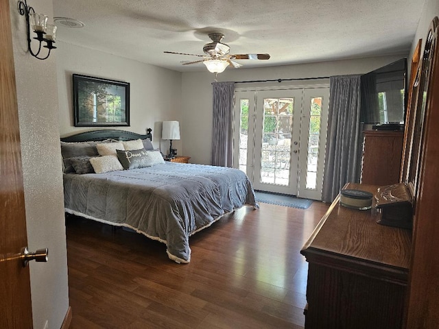 1509 Princeton Ave, Madera, CA 93637 - bedroom with access to exterior, wood finished floors, a ceiling fan, and a textured ceiling