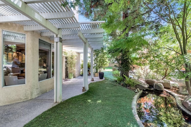 6609 N Dover Ct, Fresno, CA 93711 - view of grassy yard with a pergola and a patio area