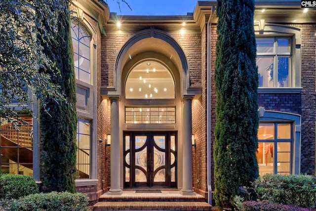 doorway to property with french doors