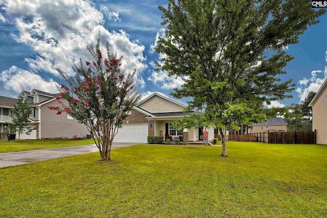 view of property hidden behind natural elements with a front yard