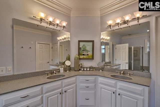 12 Club Ridge Ct, Elgin, SC 29045 - bathroom featuring double vanity and ornamental molding