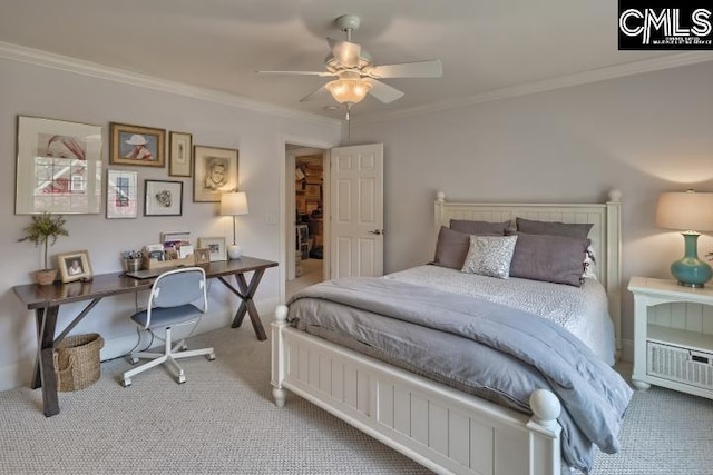 12 Club Ridge Ct, Elgin, SC 29045 - carpeted bedroom with ornamental molding and ceiling fan
