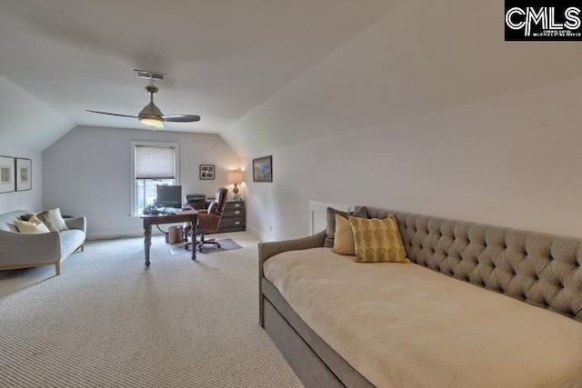 12 Club Ridge Ct, Elgin, SC 29045 - bedroom with ceiling fan, light carpet, and vaulted ceiling