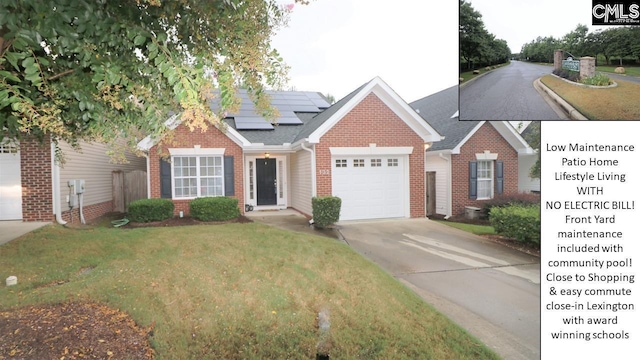 view of front of home featuring a front lawn and a garage