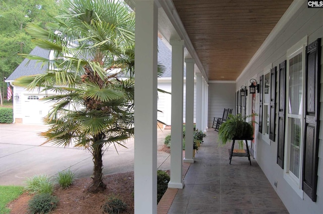 view of terrace featuring a porch