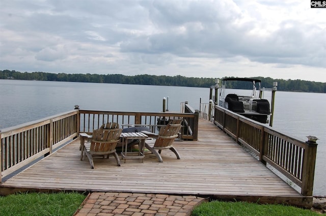 dock area featuring a water view