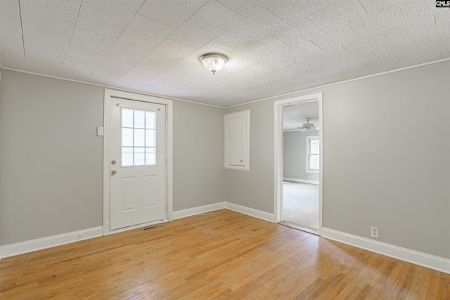 interior space featuring ceiling fan and light hardwood / wood-style floors