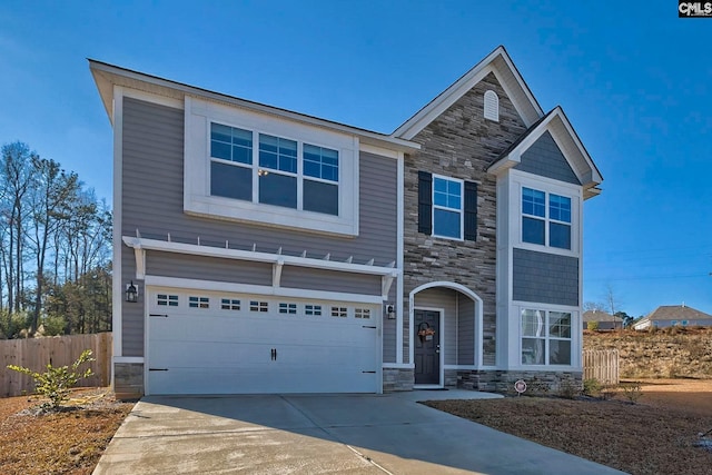 view of front of house with a garage