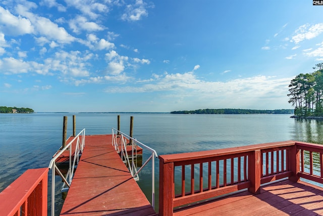 view of dock featuring a water view