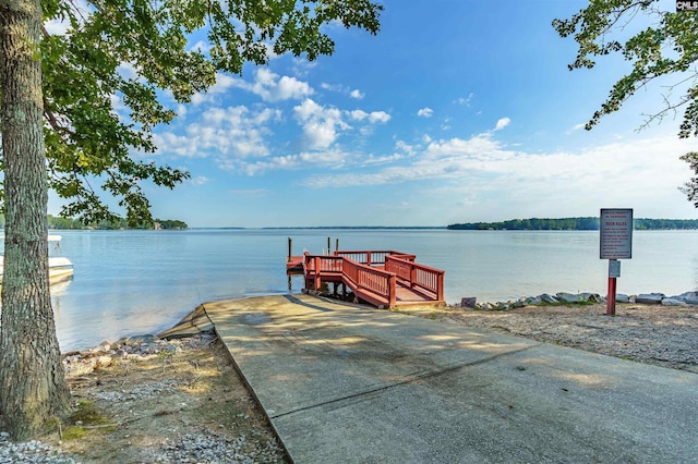 dock area featuring a water view