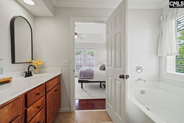 51 Swallowtail Ct, Columbia, SC 29229 - bathroom featuring a bathtub, ceiling fan, a wealth of natural light, and tile floors