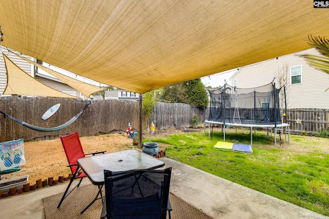 view of patio / terrace featuring a trampoline