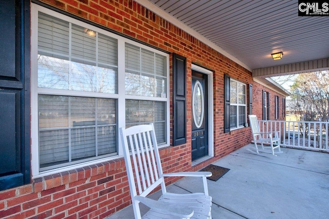 view of terrace with covered porch