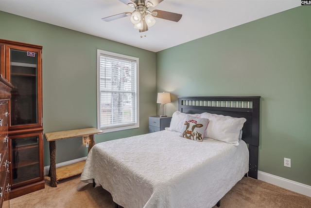 bedroom featuring carpet flooring and ceiling fan