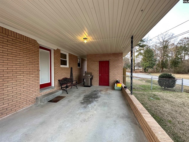 view of patio / terrace featuring a grill