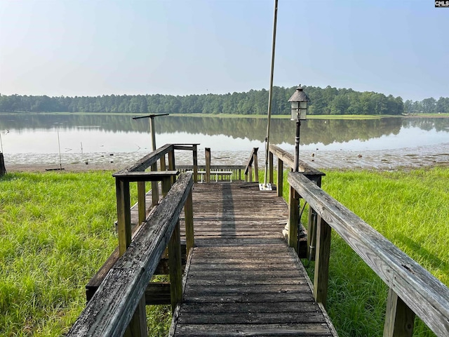 view of dock featuring a water view