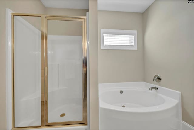 bathroom with plus walk in shower