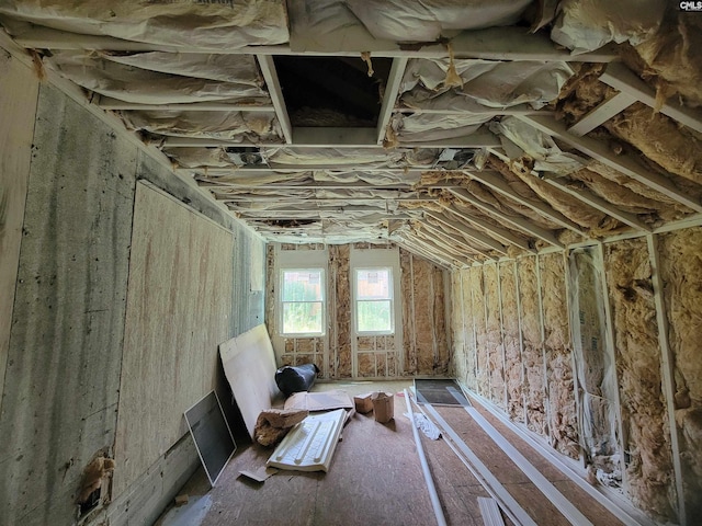 view of unfinished attic