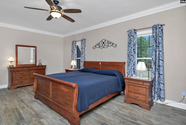 230 Wildlife Rd, Lexington, SC 29072 - bedroom featuring ceiling fan, ornamental molding, and light wood-type flooring