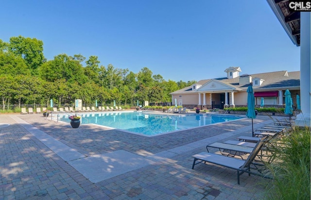 view of pool featuring a patio area