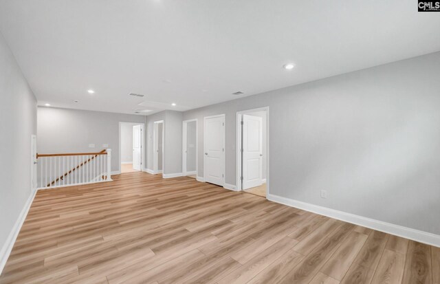 empty room with light wood-type flooring