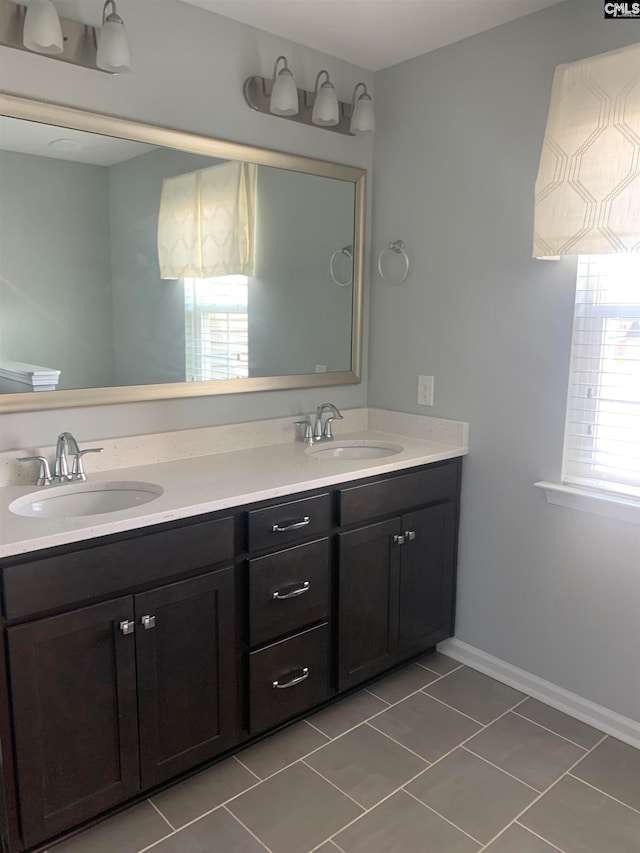 bathroom featuring tile patterned floors and vanity