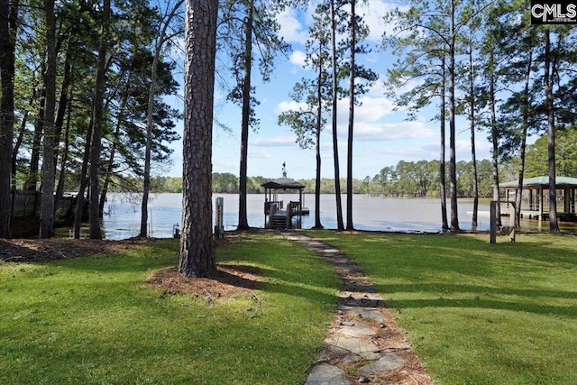 water view featuring a boat dock