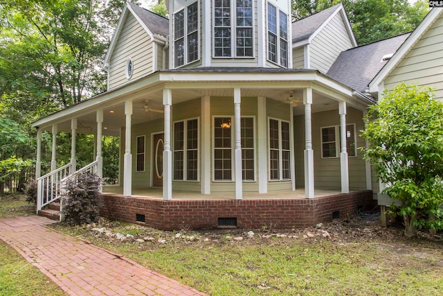 view of property exterior featuring covered porch